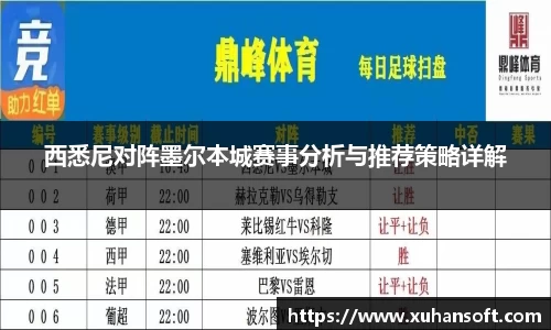 西悉尼对阵墨尔本城赛事分析与推荐策略详解